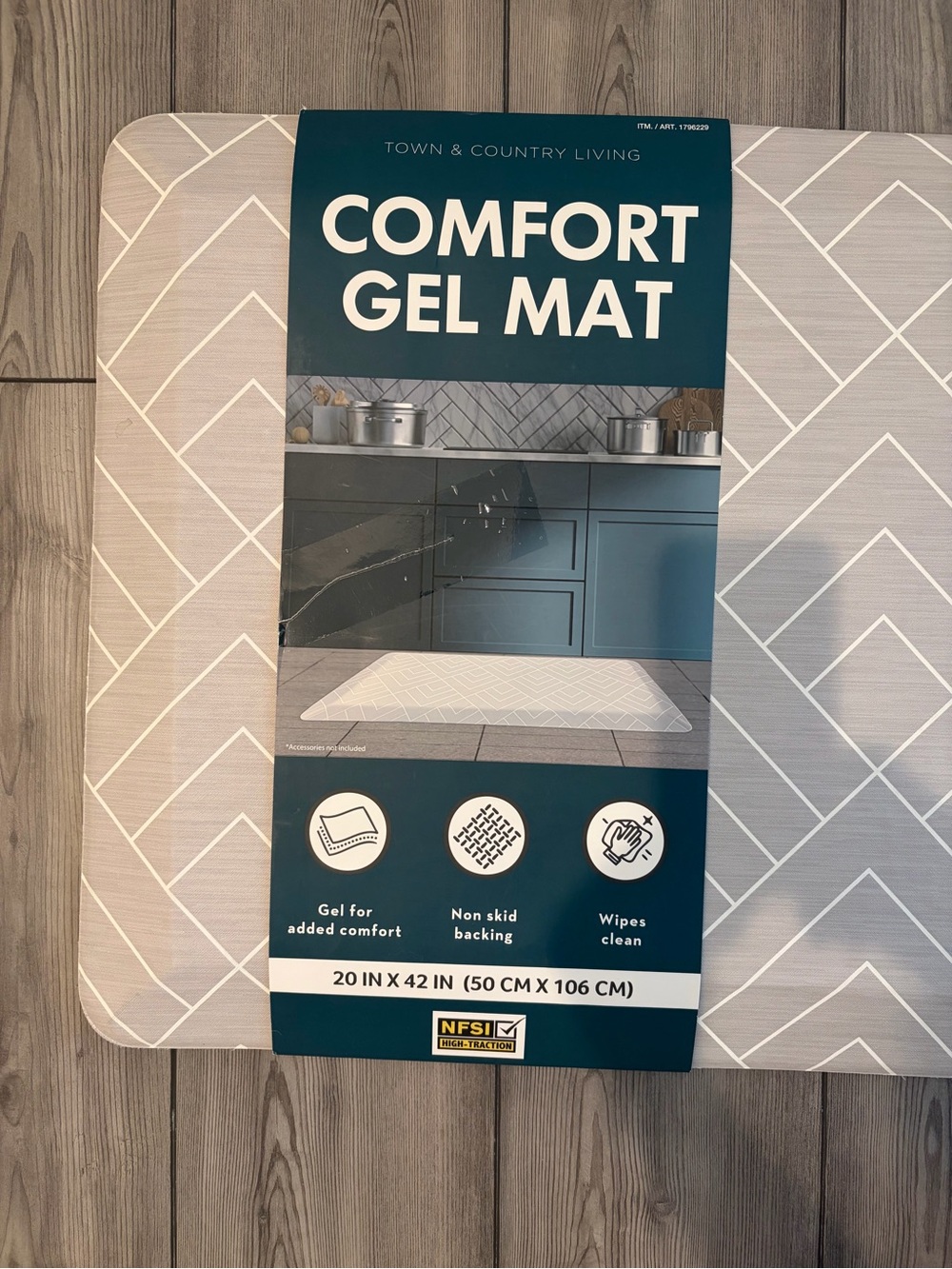 Town & Country, 20" x 42" Comfort Gel Kitchen Mat Gray - Picture 5 of 6